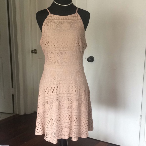 Lush Dresses & Skirts - Lush embroidered lace halter fit flare